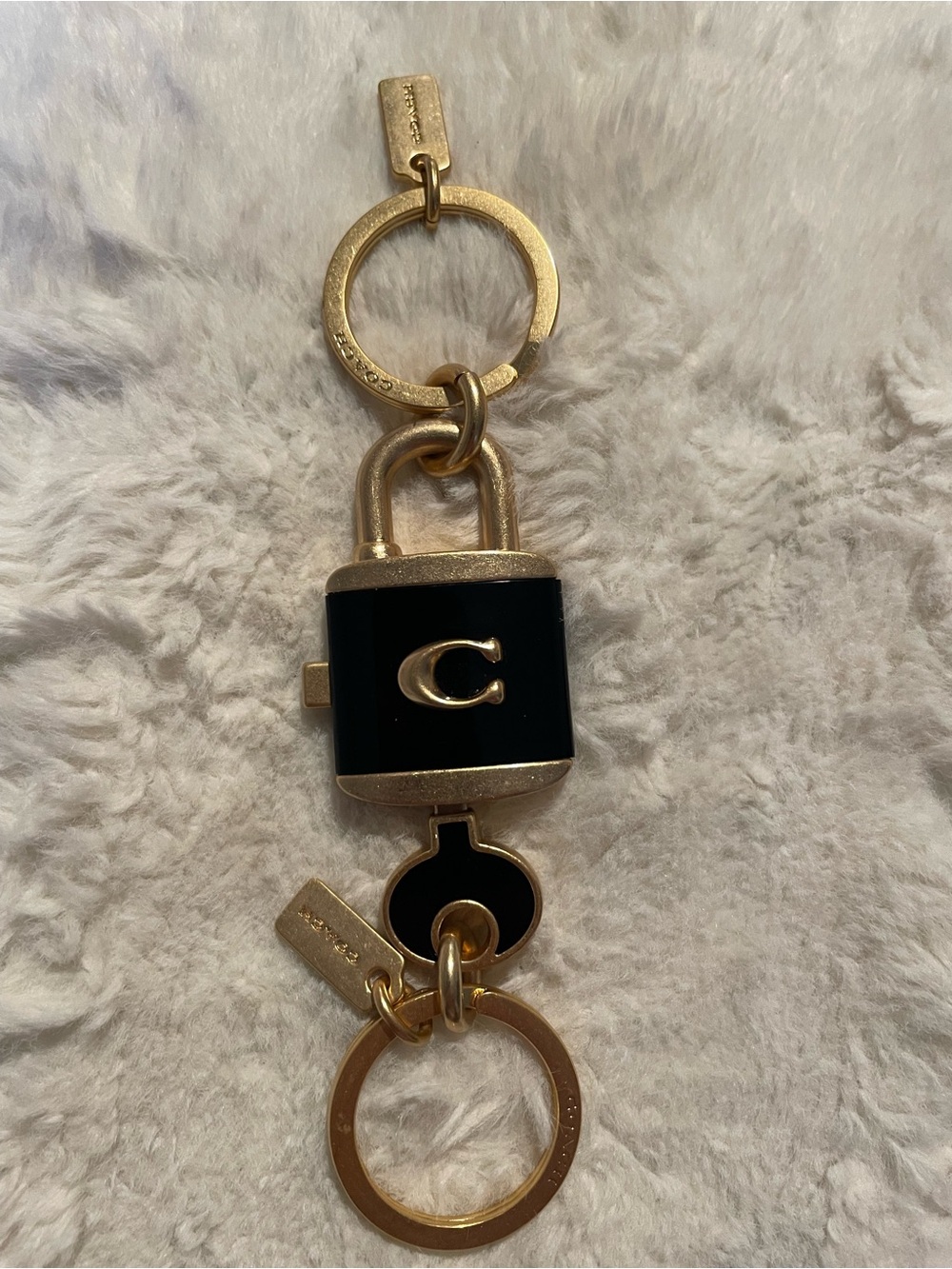 Coach Black and Gold Padlock Key & Card Holder Charm